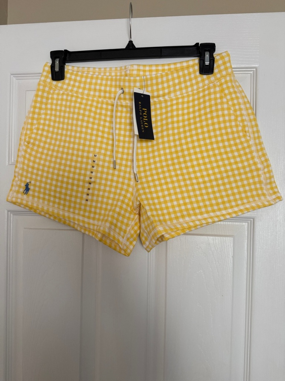 Polo by Ralph Lauren Yellow Gingham Drawstring Athletic Shorts